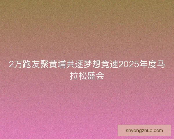 2万跑友聚黄埔共逐梦想竞速2025年度马拉松盛会