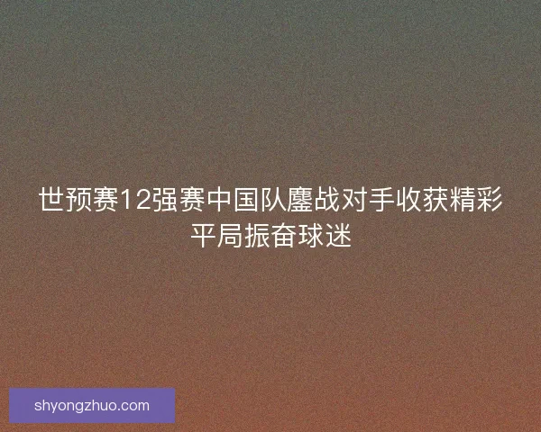 世预赛12强赛中国队鏖战对手收获精彩平局振奋球迷